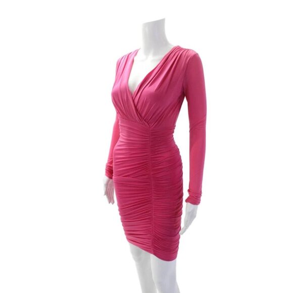 BCBGMAXAZRIA Dalton Cocktail Dress Women’s Size S Pink Bodycon Draped Open Back - Picture 8 of 9